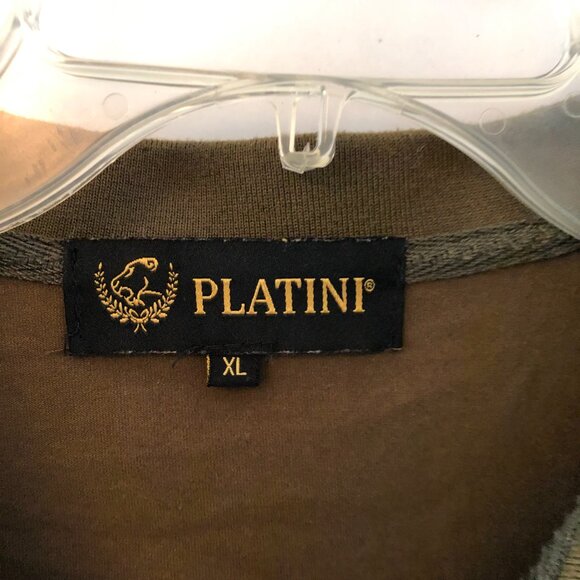 Platini Men Short Sleeve Polo Shirt Size XL Green Black Colorblock Stretch - Picture 2 of 8